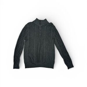 Men's Charcoal Zip-Up Cable Knit Sweater